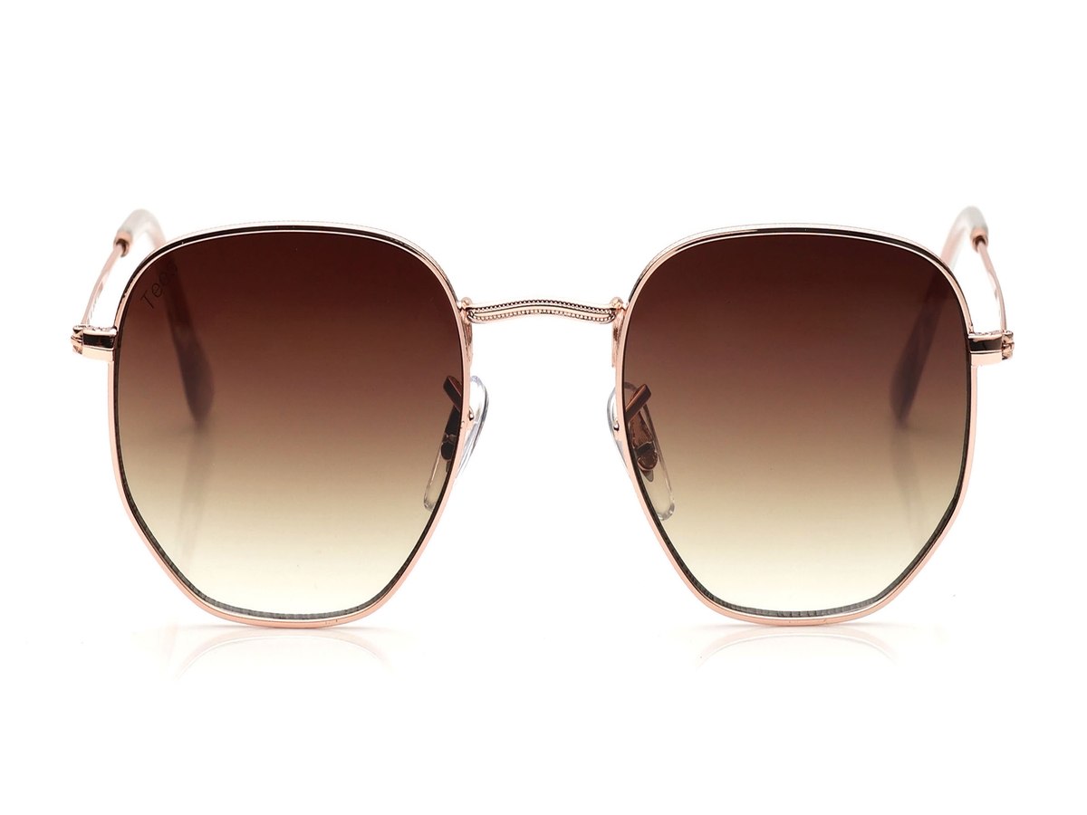 Brown Hexagon Sunglasses for Men and Women available online 