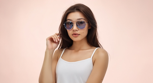 Image 10 of Blue Aviator Sunglasses for Men and Women from Tees By Fastrack Available at Fastrack Eyewear