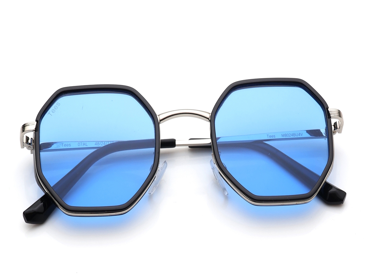 ?Blue Mirror Hexagonal Polarized Sunglasses for Men and Women Blue Mirror Hexagon Sunglasses - One Size | Matalan main image 2