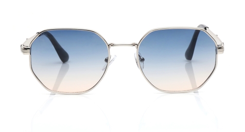 Image 1 of Blue and Pink Geometric Sunglasses for Men and Women from Tees By Fastrack Available at Fastrack Eyewear