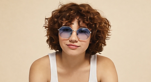 Image 9 of Blue and Pink Geometric Sunglasses for Men and Women from Tees By Fastrack Available at Fastrack Eyewear