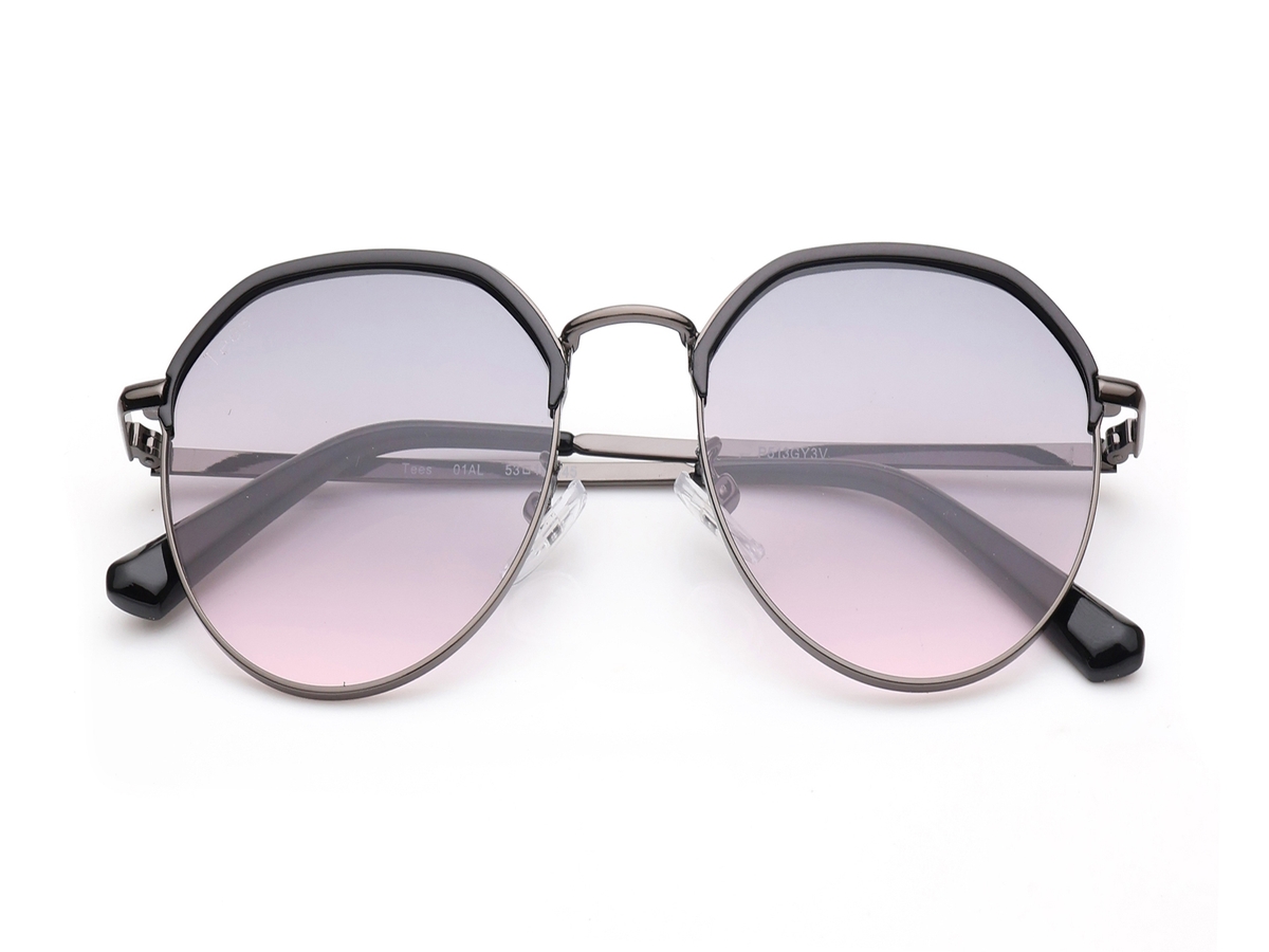 Purple Geometric Sunglasses Womens Geometric Hexagon Thick Triangle Temple Mod Plastic  main image 3