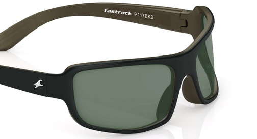 Image 1 of Black Wraparound Sunglasses for Men from Fastrack Available at Fastrack Eyewear