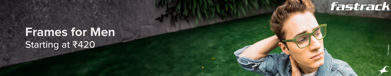 A Men wearing stylish Fastrack eyeglasses that starts with ₹420.